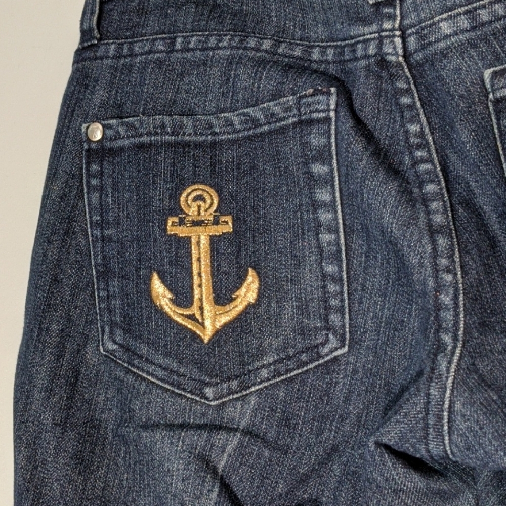 Evan Yurman 7 For All Mankind Straight Raw Hem Jeans with Gold Anchor Pocket